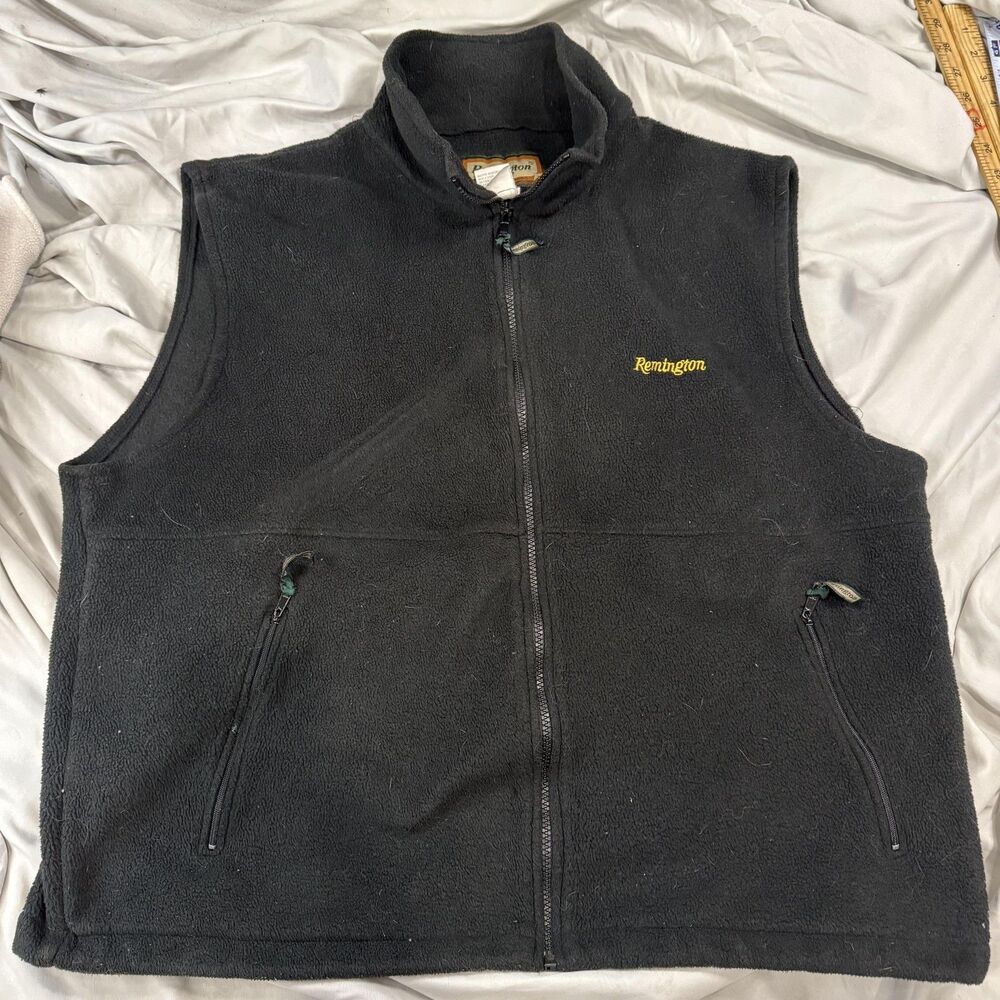 Remington Vest Mens Large Black Fleece‎ Full Zip Outdoor Hunting Casual Warm